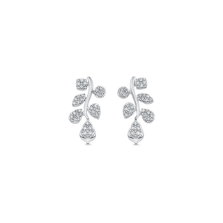 0.97 TCW Round Moissanite Diamond Cluster Drop Earrings - crownmoissanite