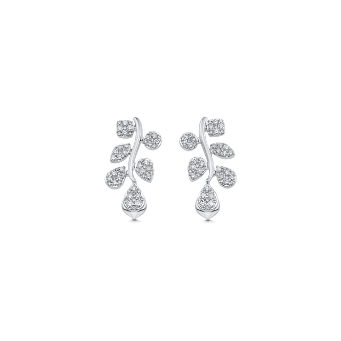 0.97 TCW Round Moissanite Diamond Cluster Drop Earrings - crownmoissanite