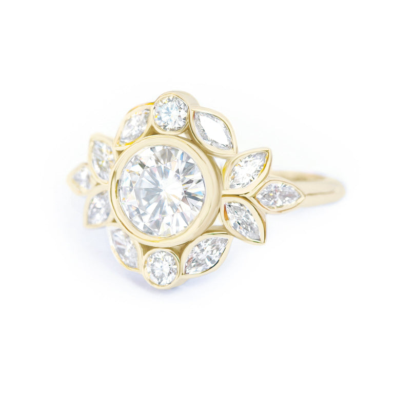 0.80 CT Round Moissanite Bezel Engagement Ring