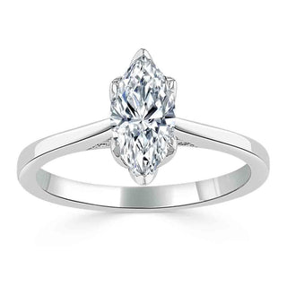 1.0 CT Marquise Shaped Moissanite Solitaire Engagement Ring - crownmoissanite