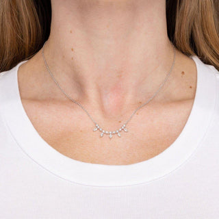 0.40TCW Marquise & Round Moissanite Bar Necklace - crownmoissanite