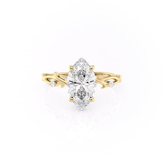 1.58 CT Marquise Cut Solitaire Twig Style Moissanite Engagement Ring - crownmoissanite