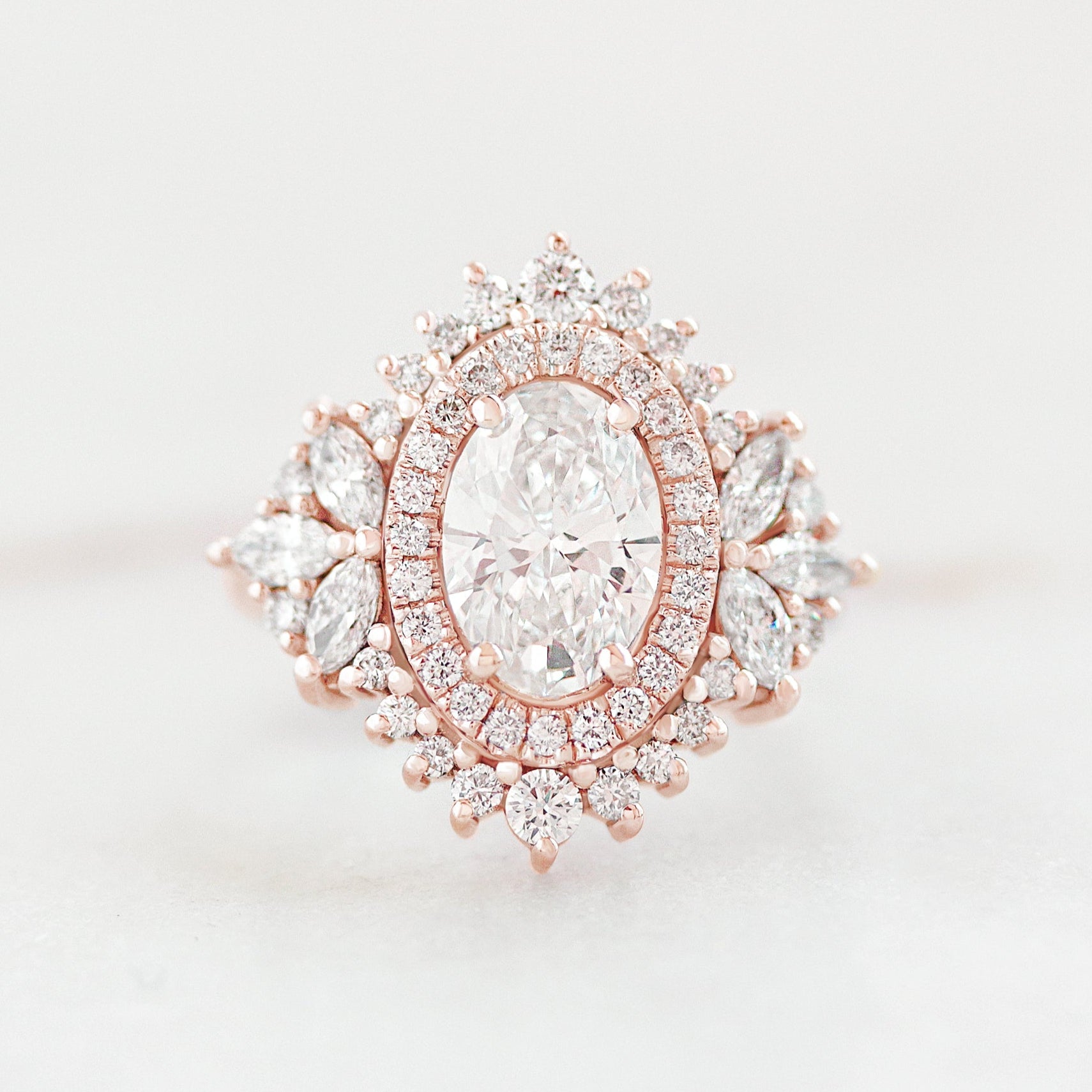 0.70 CT Oval Moissanite Double Halo Setting Engagement Ring