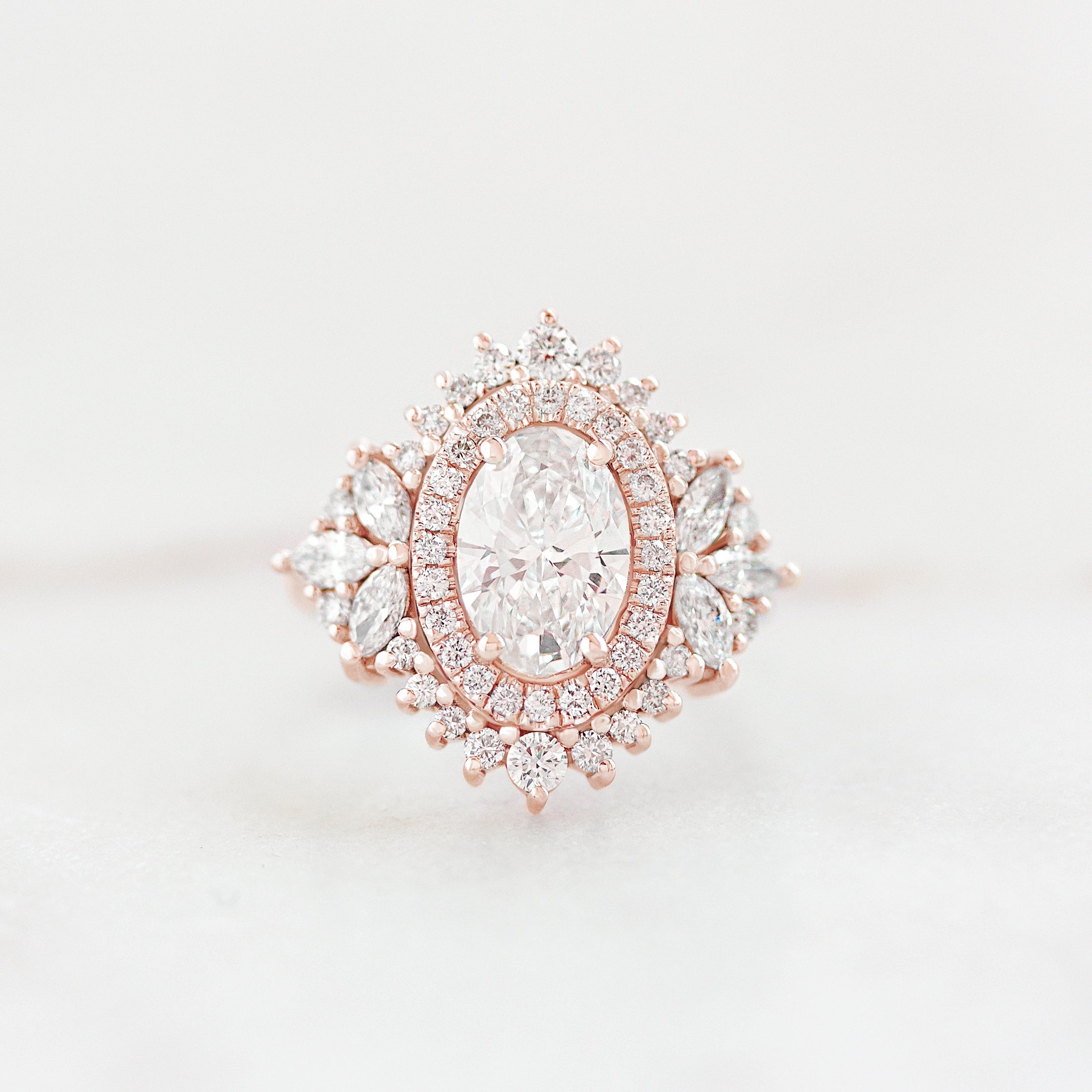 1.50 CT Oval Moissanite Double Halo Setting Engagement Ring