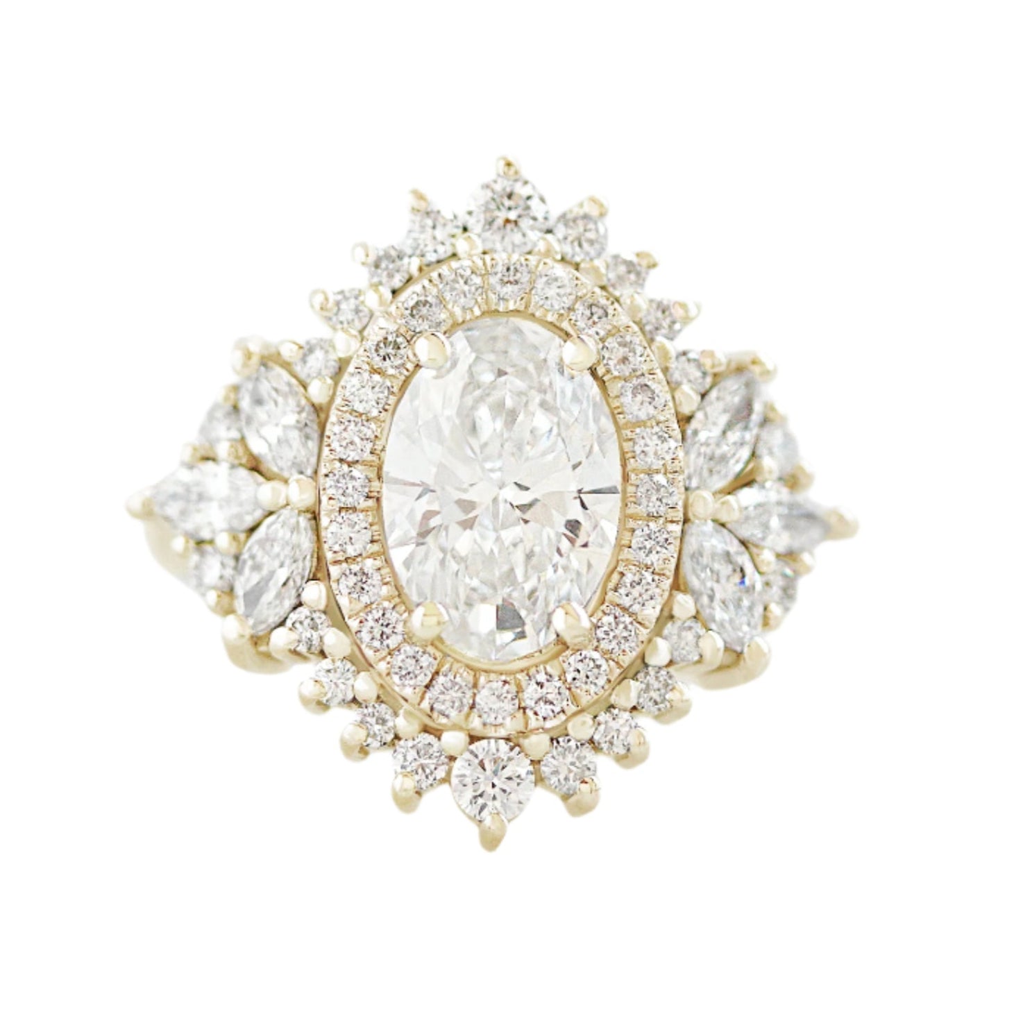 0.70 CT Oval Moissanite Double Halo Setting Engagement Ring