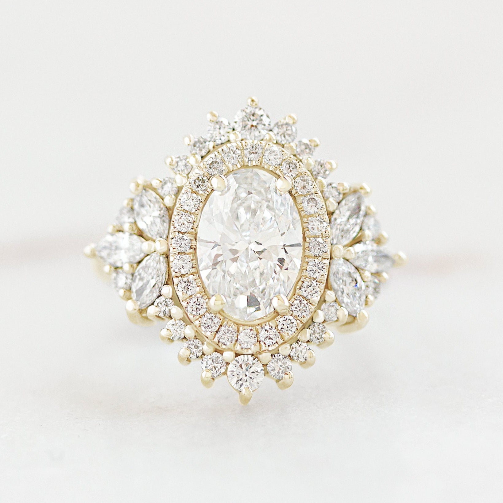 1.50 CT Oval Moissanite Double Halo Setting Engagement Ring