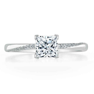 0.75 CT Princess Cut Solitaire Moissanite Engagement Ring - crownmoissanite