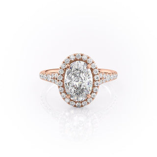 2.10 CT Oval Halo Split Shank Pave Setting Moissanite Engagement Ring - crownmoissanite