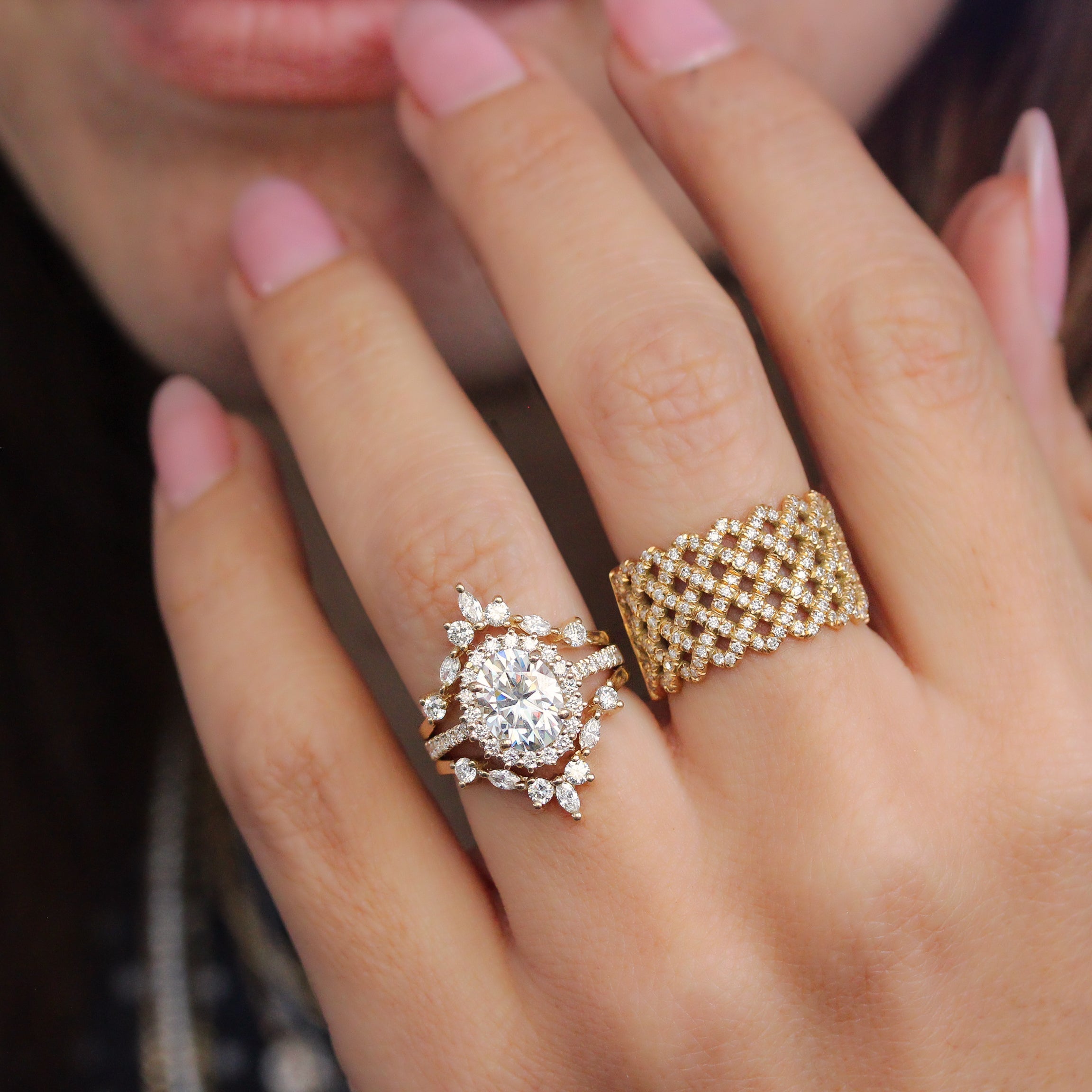 0.70 CT Oval Moissanite Vintage Engagement Ring