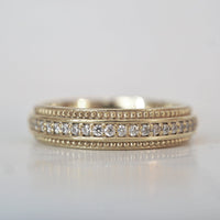 Round Stones Milgrain Men's Wedding Band - crownmoissanite