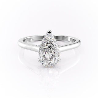 2.0 CT Pear Shaped Moissanite Hidden Halo Engagement Ring - crownmoissanite