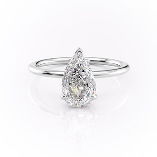 2.0 CT Pear Shaped Moissanite Hidden Halo Engagement Ring - crownmoissanite