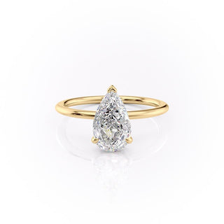 2.0 CT Pear Shaped Moissanite Hidden Halo Engagement Ring - crownmoissanite