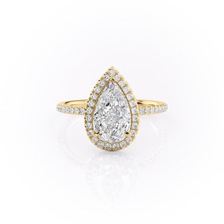 2.0 CT Pear Shaped Moissanite Halo Engagement Ring - crownmoissanite