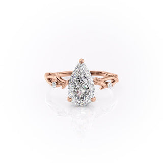 2 CT CT Pear Shaped Moissanite Twig Style Engagement Ring - crownmoissanite