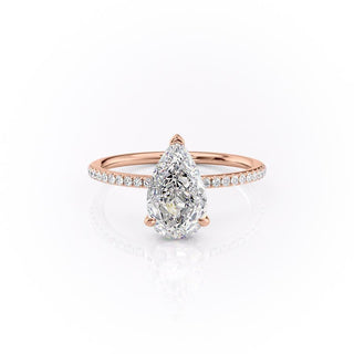 2.0 CT Pear Cut Solitaire Pave Setting Moissanite Engagement Ring - crownmoissanite