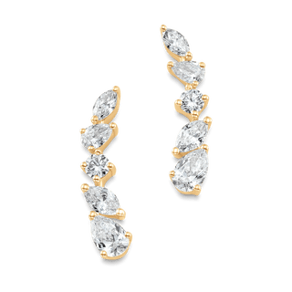 0.63 TCW Pear, Marquise & Round Moissanite Diamond Ear Crawlers Earrings - crownmoissanite