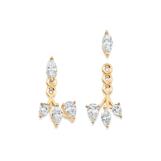 1.25 TCW Pear & Marquise Moissanite Diamond Ear Jacket Earrings - crownmoissanite