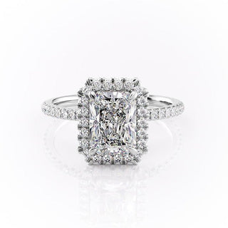 2.1 CT Radiant Cut Halo Pave Setting Moissanite Engagement Ring - crownmoissanite