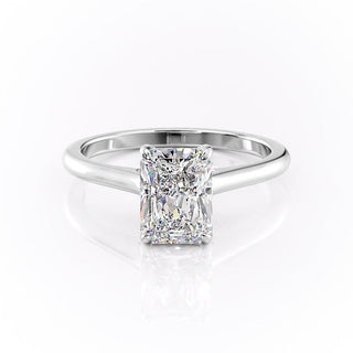 2.10 CT Radiant Cut Hidden Halo Style Moissanite Engagement Ring - crownmoissanite