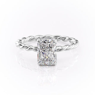 2.0 CT Radiant Cut Solitaire Twisted Rope Moissanite Engagement Ring - crownmoissanite