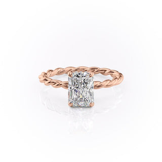 2.0 CT Radiant Cut Solitaire Twisted Rope Moissanite Engagement Ring - crownmoissanite