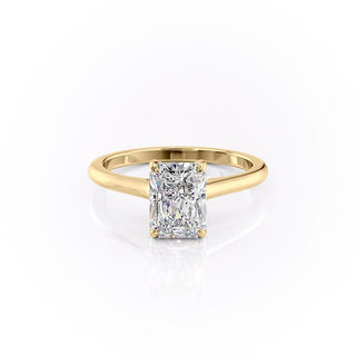 2.10 CT Radiant Cut Hidden Halo Style Moissanite Engagement Ring - crownmoissanite