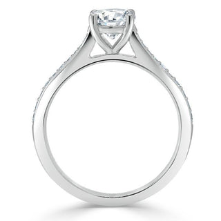 0.75 CT Round Cut Solitaire Moissanite Engagement Ring With Channel Setting - crownmoissanite