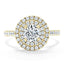 0.75 CT Round Cut Double Halo Moissanite Engagement Ring With Pave Setting - crownmoissanite