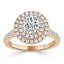 0.75 CT Round Shaped Moissanite Double Halo Engagement Ring - crownmoissanite