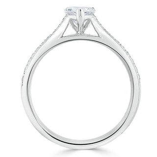 1.0 CT Heart Cut Solitaire Channel Pave Moissanite Engagement Ring - crownmoissanite