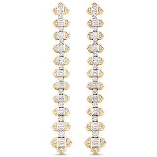 2.62 TCW Round & Baguette Moissanite Diamond Long Drop Earrings - crownmoissanite