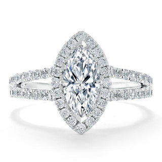 1.0 CT Marquise Cut Halo Split Shank Setting Moissanite engagement Ring - crownmoissanite