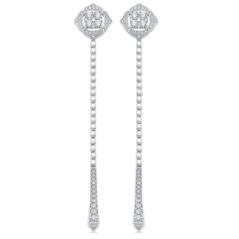 0.75 TCW Round Moissanite Diamond Long Drop Earrings - crownmoissanite