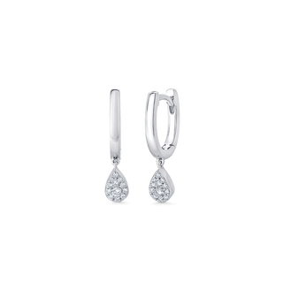 0.14 TCW Round Moissanite Diamond Drop Huggie Earrings - crownmoissanite