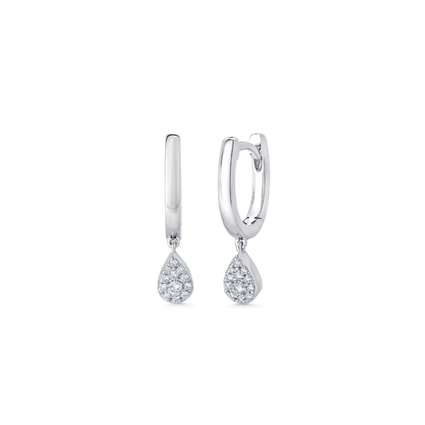 0.14 TCW Round Moissanite Diamond Drop Huggie Earrings - crownmoissanite