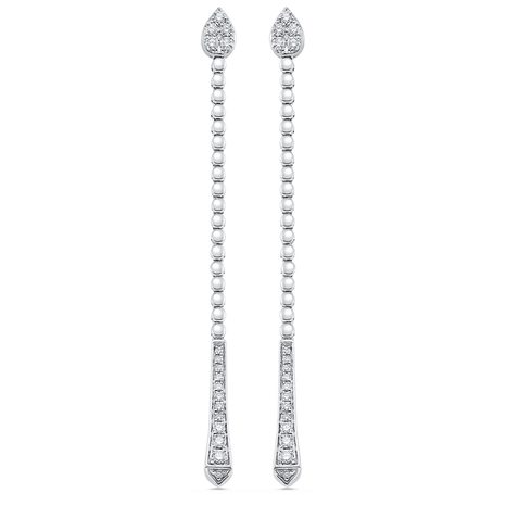 0.41 TCW Round Moissanite Diamond Long Drop Earrings - crownmoissanite