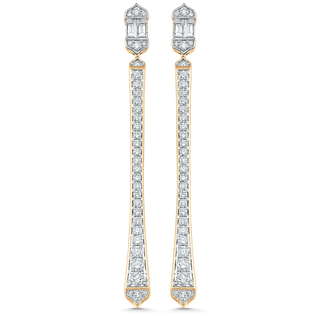 1.51 TCW Round & Baguette Moissanite Diamond Long Drop Earrings - crownmoissanite