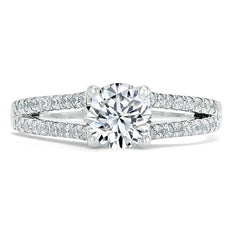 0.75 CT Round Cut Solitaire Split Shank Style Moissanite Engagement Ring - crownmoissanite
