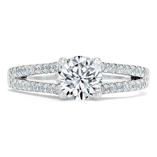 0.75 CT Round Shaped Moissanite Solitaire Split Shank Engagement Ring - crownmoissanite