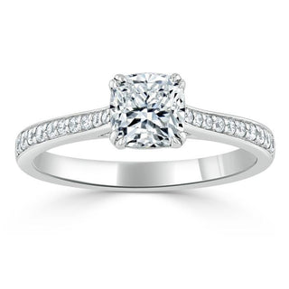 1.0 CT Cushion Shaped Moissanite Solitaire Engagement Ring - crownmoissanite