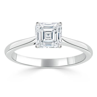 1.0 CT Asscher Shaped Moissanite Solitaire Engagement Ring - crownmoissanite