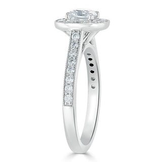 1.0 CT Cushion Shaped Moissanite Halo Engagement Ring - crownmoissanite