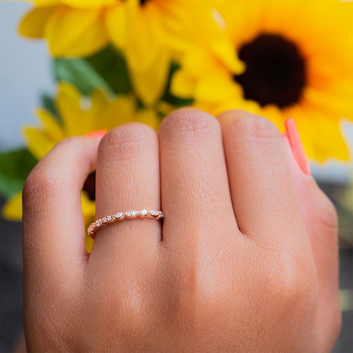 0.16 TCW Round Milgrain Style Moissanite Wedding Band - crownmoissanite