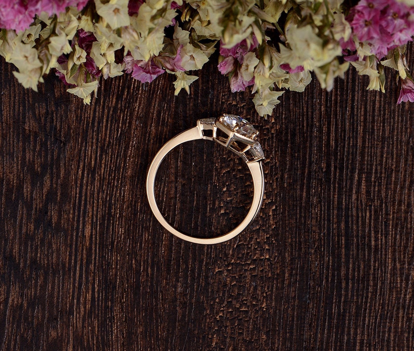 1.60 CT Round Cut Three Stone Moissanite Engagement Ring - crownmoissanite