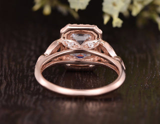 1.0 CT Emerald Shaped Moissanite Halo Engagement Ring - crownmoissanite