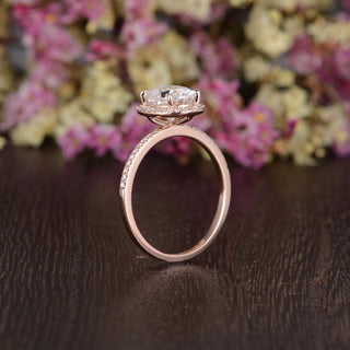 1.32 CT Oval Cut Halo Moissanite Engagement Ring - crownmoissanite