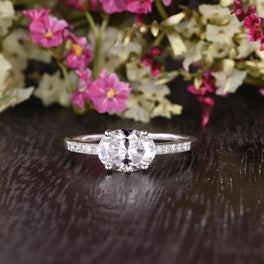 0.75 CT Oval Pave Setting Moissanite Engagement Ring - crownmoissanite