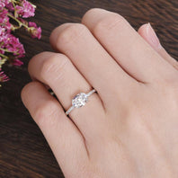 0.75 CT Oval Pave Setting Moissanite Engagement Ring - crownmoissanite