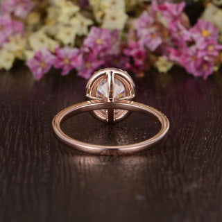 1.32 CT Oval Cut Halo Moissanite Engagement Ring - crownmoissanite